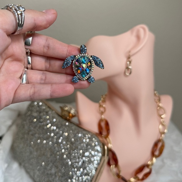 ⚜️💎 Turtle Elegant Blue Crystal Turtle Brooch 🐢 ❤️🔥💫 - Picture 9 of 9